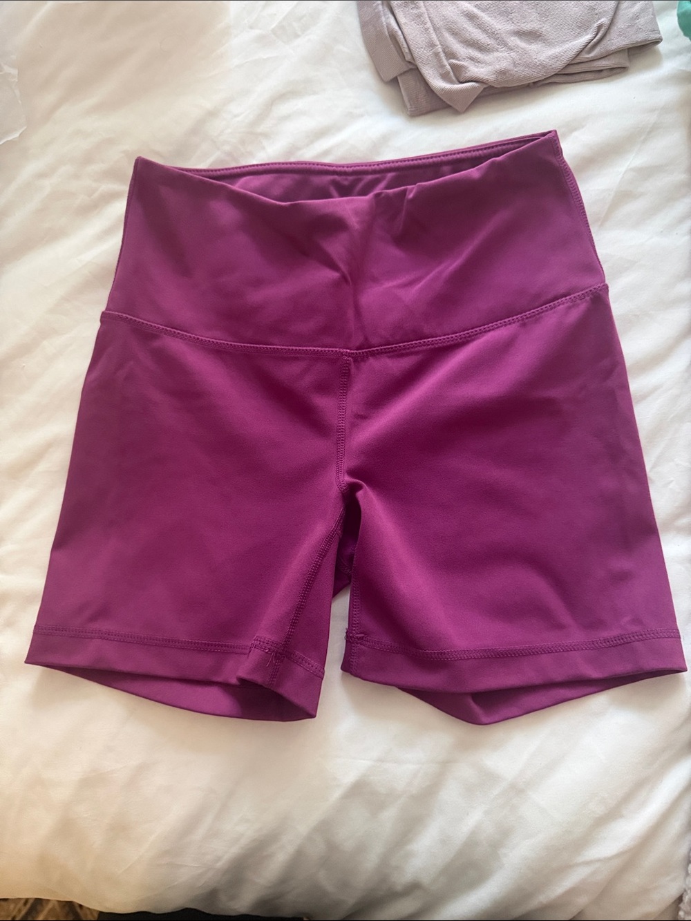 Source Unknown Magenta High-Waist Bike Shorts